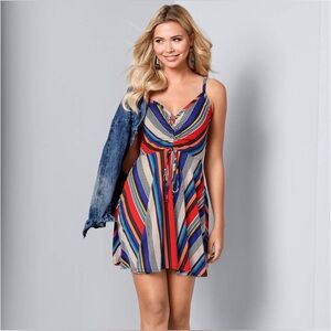 Colorful striped Venus mini dress